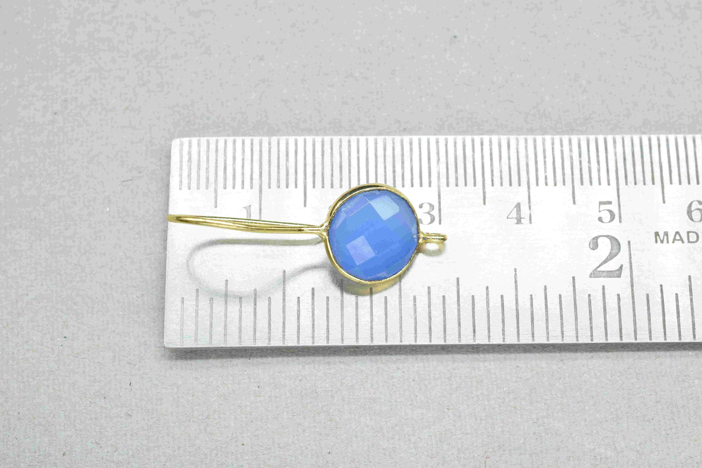 Blue Chalcedony 10mm Round Earring Connector,Earring Making Connector,Blue Chalcedony Earring Stud Connectors,Gemstone Jewelry Making Supply