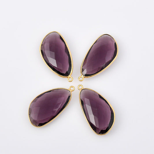 Amethyst 15x26 charms,Amethyst single connector ,jewelry making charms,Gemstone connector,Brass charms,Gold plated charms,Jewelry supplies