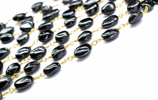 Black Onyx Smooth Oval Shape Handmade Jewelry Making,Black Onyx Smooth Beads Rosary,black Onyx Wire Wrapped Chain By Foot For Necklace,Gift