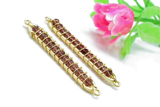 Pink Amethyst beaded Bar Finding Connector,Gemstone Bar Pendant Necklace,Bar Bracelet,Beaded Bar Finding Component,Pink Amethyst jewelry