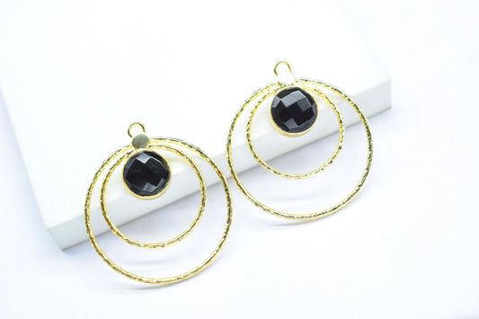 Black Onyx Round Faceted Bezel Connector,Onyx Single Bail Bezel Connectory,Black Onyx Gemstone Pendant,Jewelry Making Supply,Onyx Earrings