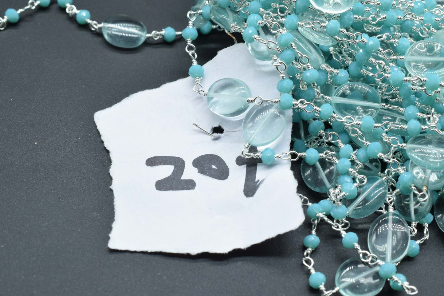 Natural Sky Topaz Smooth Oval Rosary Style Beaded Chain,Gold Plated Wire Wrapped Chain,Gemstone Linked Handmade Chain,Jewelry Making,