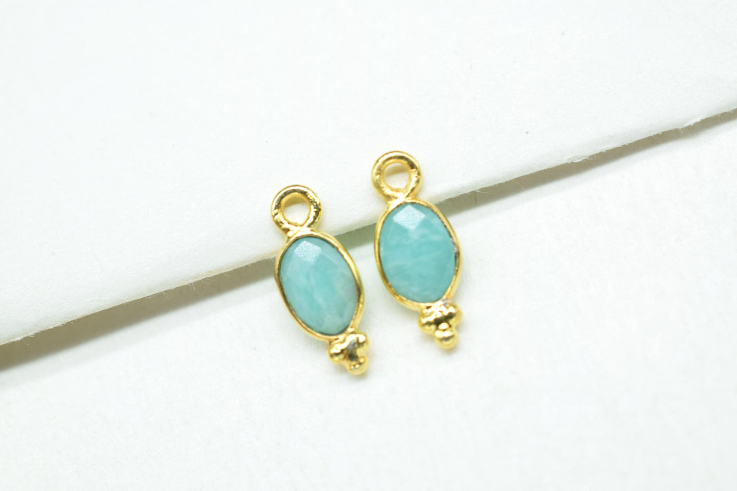 Amazonite Charms Connector/Handmade Jewelry/Gold Plated Connector/Tiny Pendant/Amazonite Pendant/Oval Shape Connector/Gemstone Charms/Gift