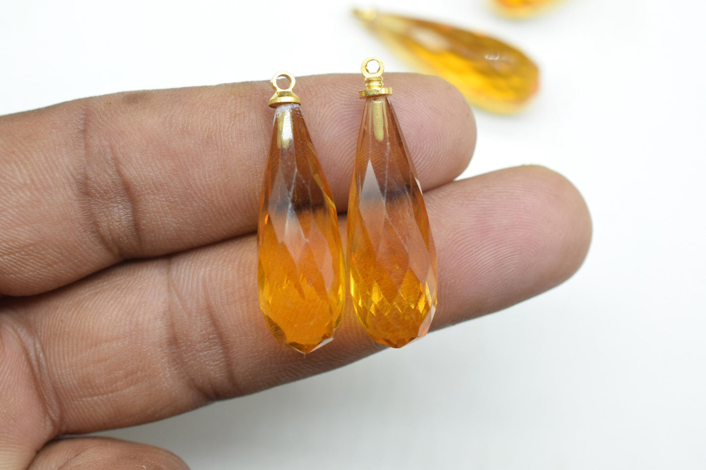 Citrine Quartz Teardrop Pendant,Yellow Gemstone Pendant Charm,Jewelry Making Supplies,Long Teardrop Pendant,Gemstone Connectors,Wedding Gift