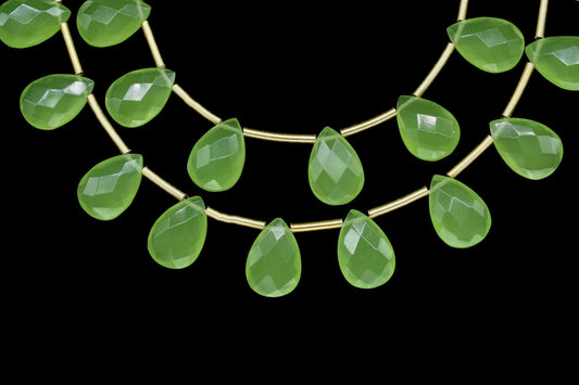 Prehnite Faceted Teardrop Briolettes,Green Gemstone Teardrop Beads,Prehnite 7 inch strand,Jewelry Making Supplies,Prehnite Teardrop jewelry