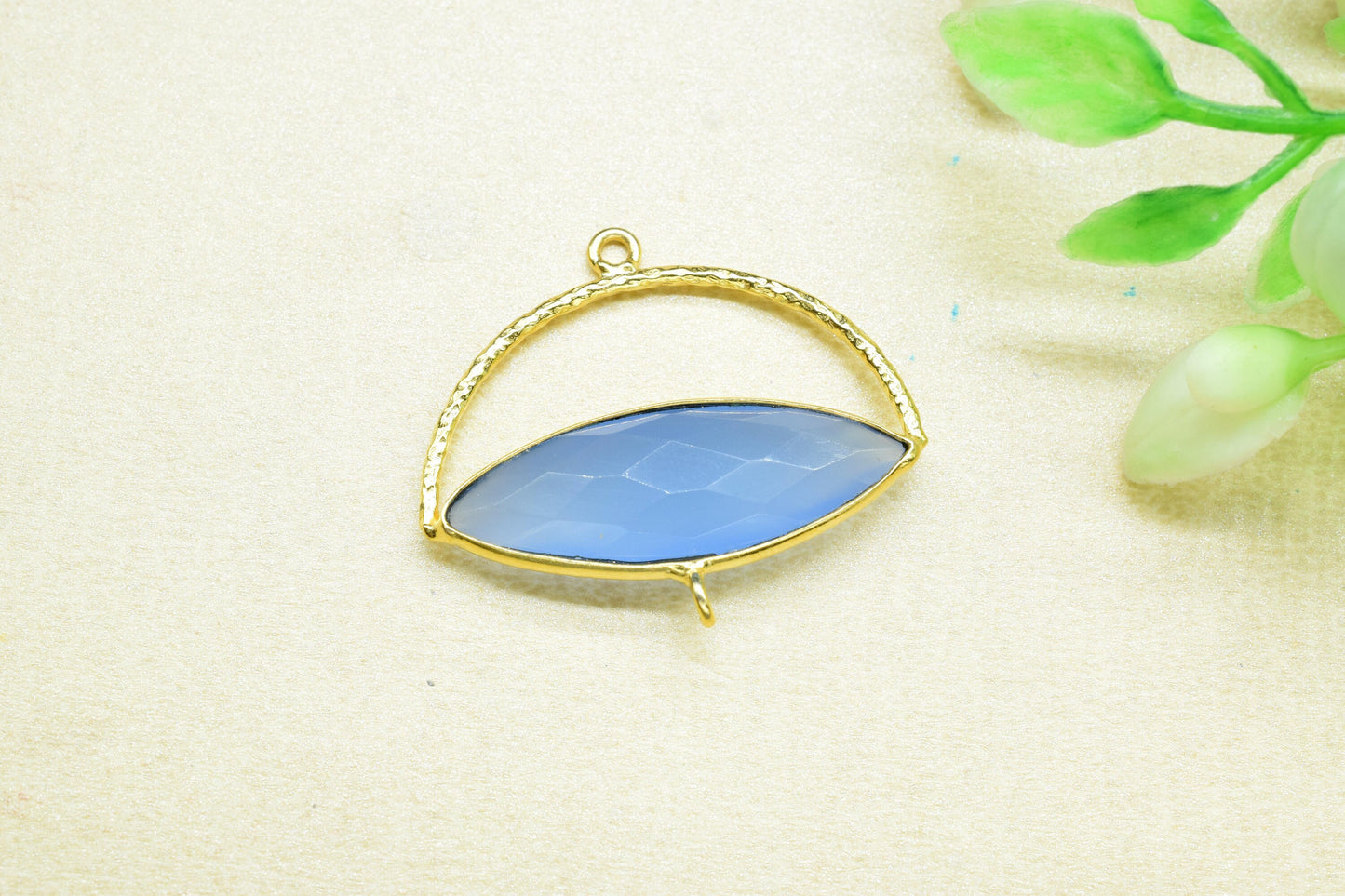 Blue Chalcedony Gemstone Component,Gemstone Connector Pendant,Jewellery Making Essentials,Single Loop Pendant,DIY jewelry Making Supply,Gift