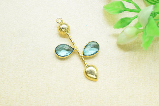 Sky Topaz Charms/Sky Topaz Pendant/Gemstone Components/Connector Charms/Single Bail Pendant/Teardrop Pendant/Handmade Jewellery ,Brides Gift