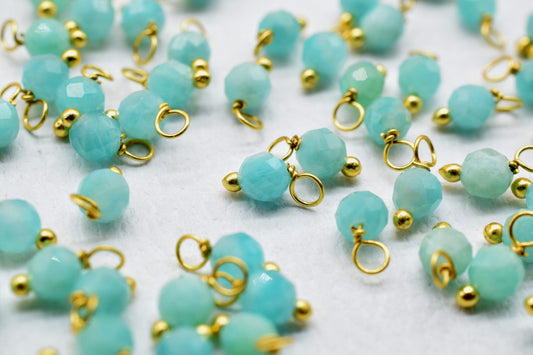 Amazonite Single wire wrapped Beads,Necklace Components,Amazonite Faceted Beads,Amazonite Dangle Beads,Jewelry Making Supplies,Earring Beads