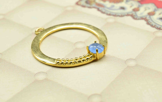 Blue Chalcedony Component , Single Bail Charm , Blue Chalcedony Connector Pendant , Gold Plated Connectors , Earring Component , B'day Gift
