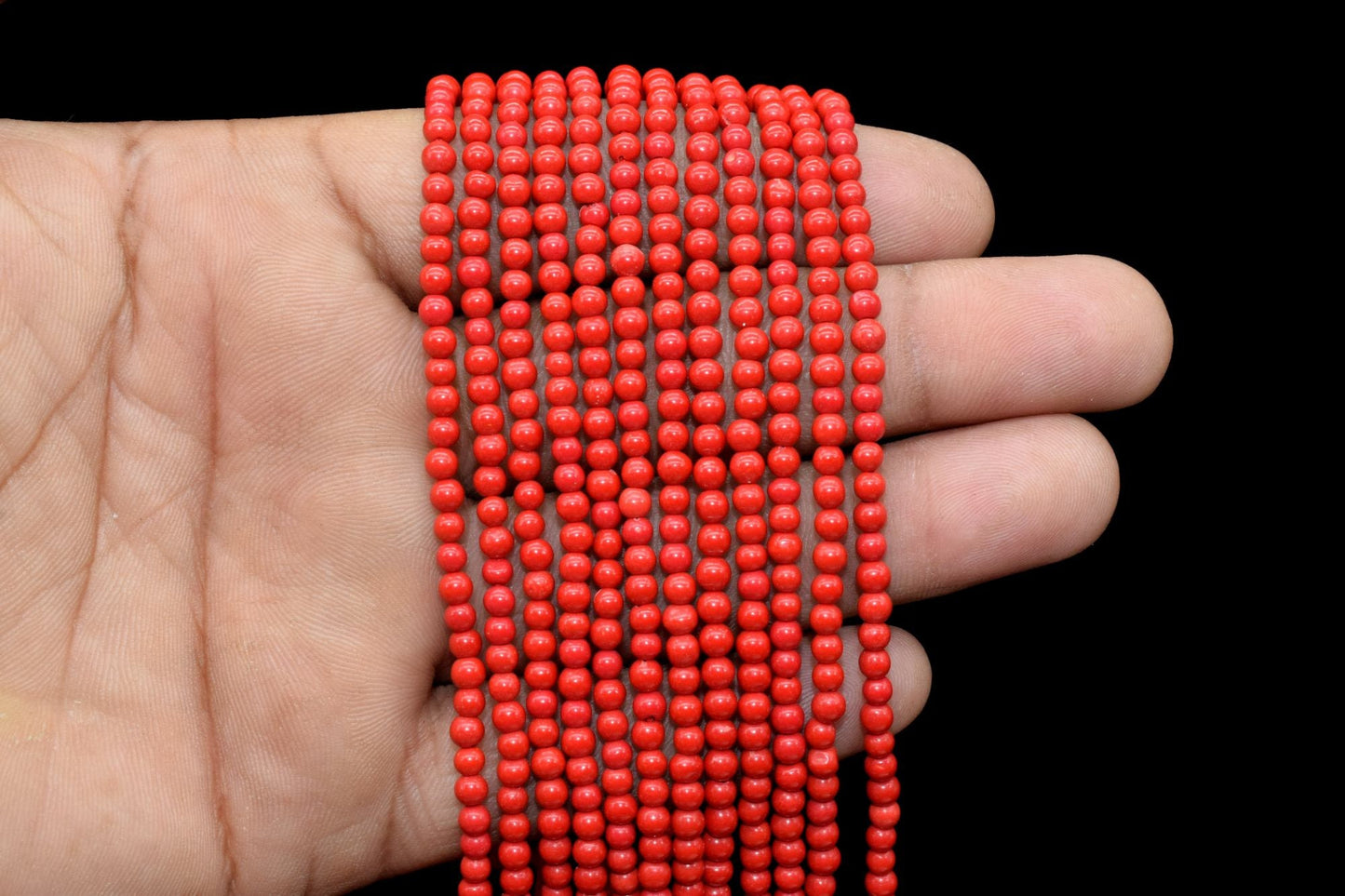 3mm Red Coral Smooth Round Beads,Red coral Beads Strand,Jewelry making beads,gemstone beads strand,red beads strand,red stone beads strand