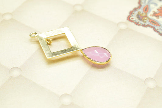 Rose Quartz Designer Pendant/Teardrop Pendant/Rose Quartz Faceted Gemstone/Rose Quartz Earring/Handmade Jewellery Essentials/B'day Gift/DIY