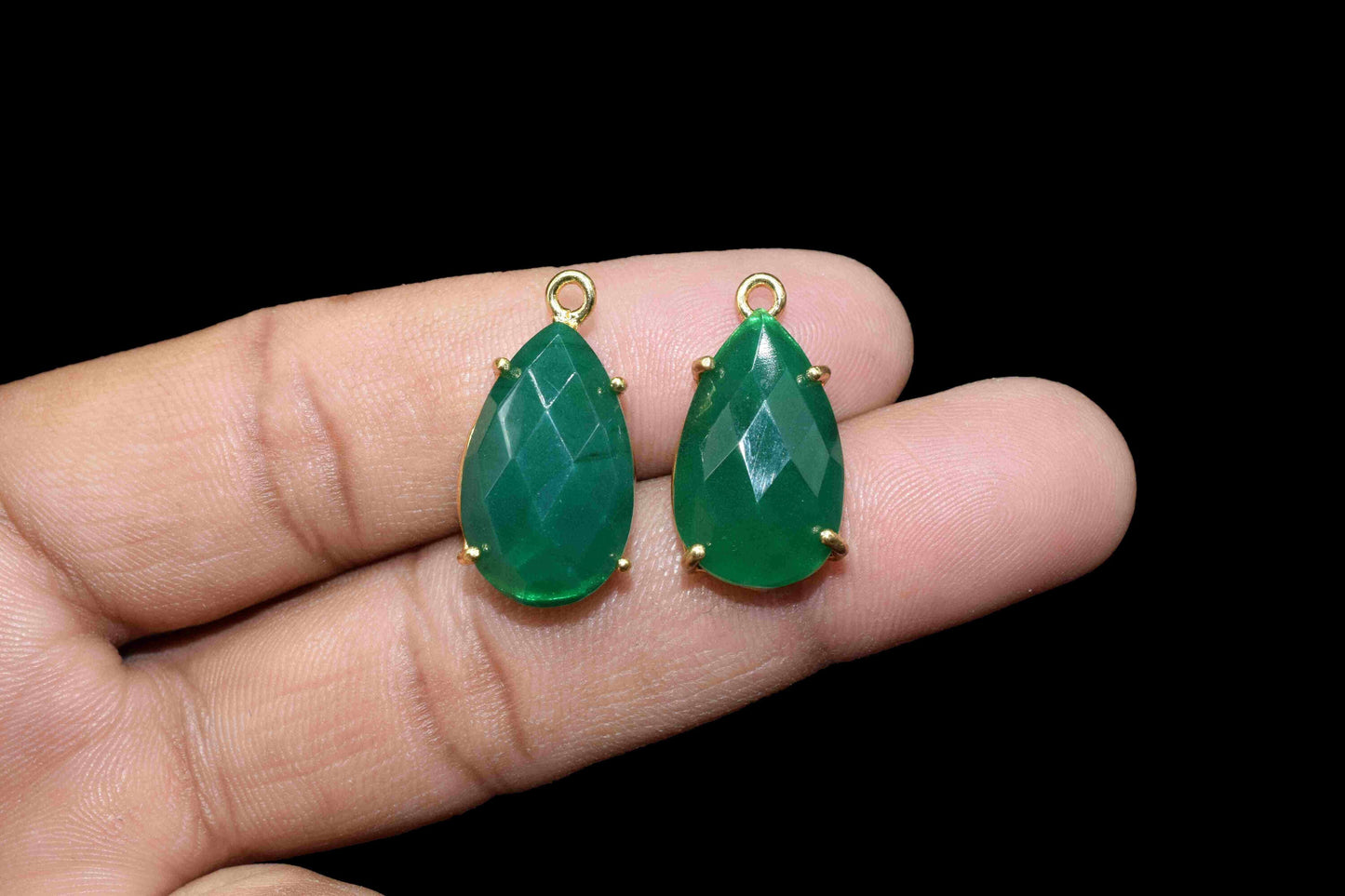 Green Onyx 12x20mm Teardrop Connector,Green onyx Single bail connector Jewelry Making,Green Onyx Components,Green Onyx bezel frame Connector