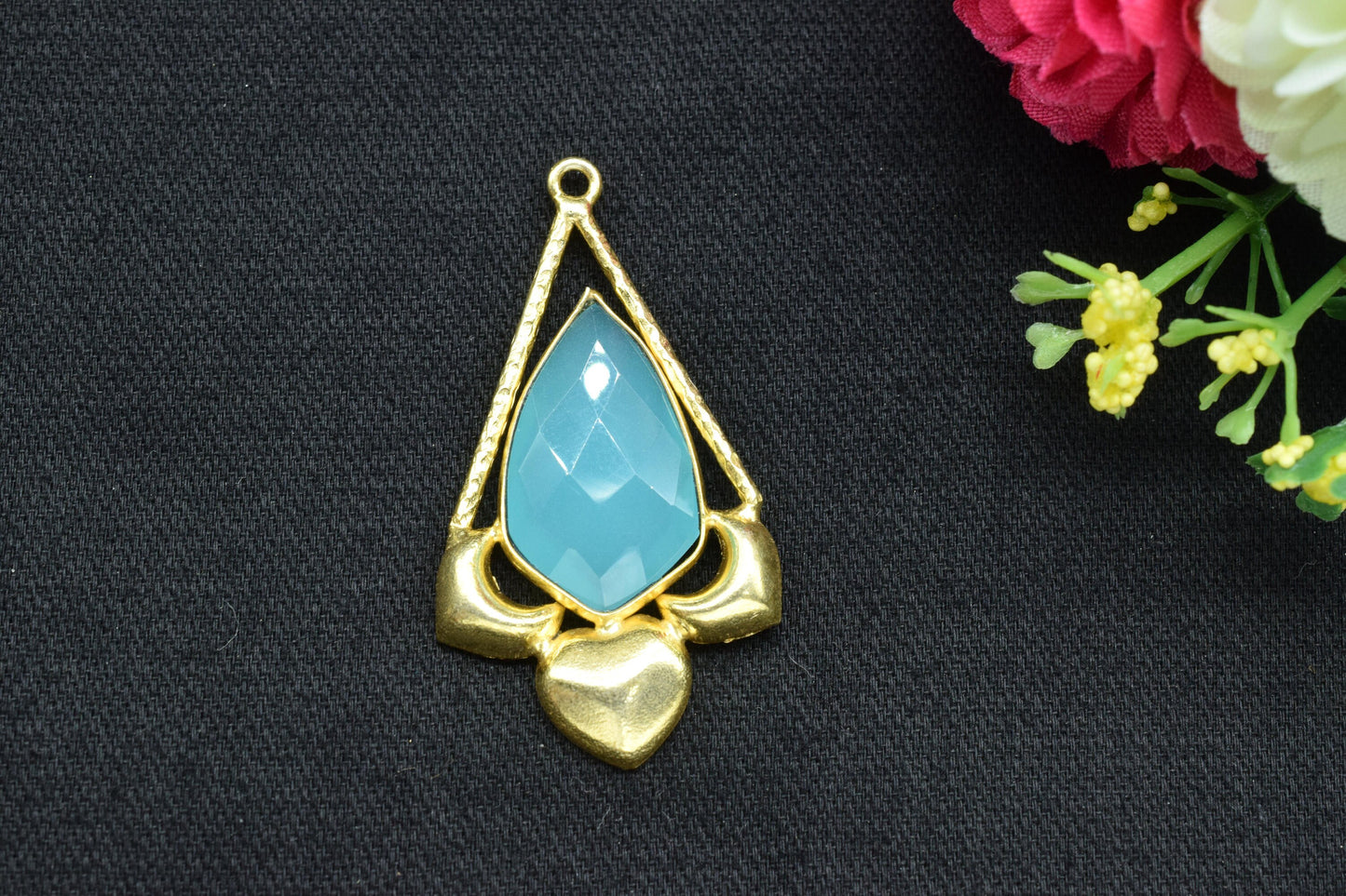 Aqua Chalcedony Faceted Pendant/Necklace Pendant/Single Bail Charm/Jewelry/Gemstone Component/Necklace Pendant/Summer Collection/B'day Gift