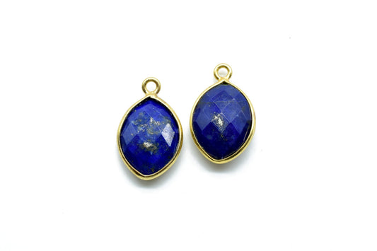 Lapis Lazuli 10x13mm eye shape single bail connectors,Lapis Lazuli pendant,Lapis Lazuli Gold Plated bezel,Hot Lapis Single loop Connector