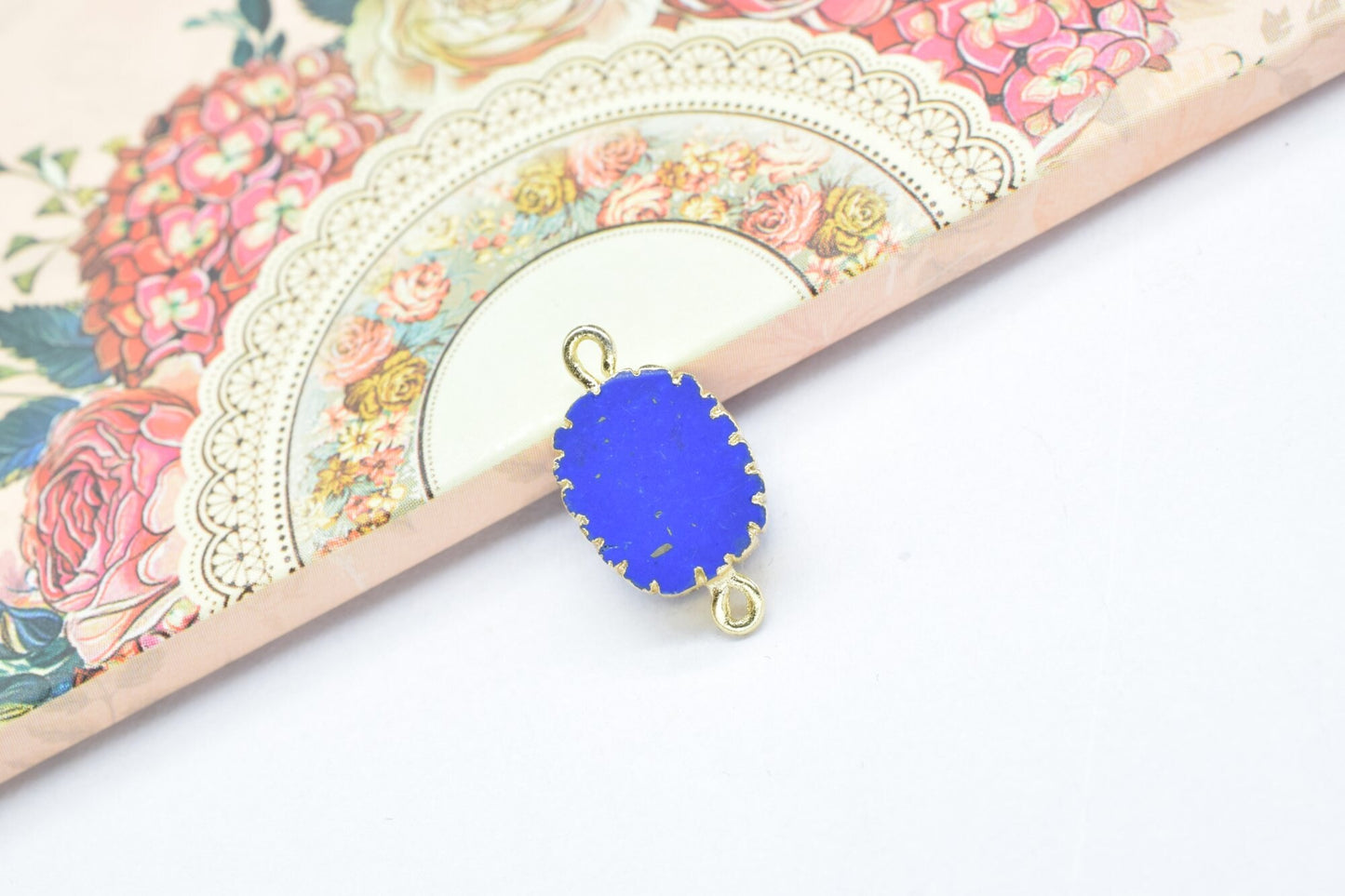 Lapis Lazuli Pendant Charm,Handmade Cabechon Pendant necklace,Lapis Pendant Jewelry Supply,Gemstone Electroplated,Double Bail Connector,Gift
