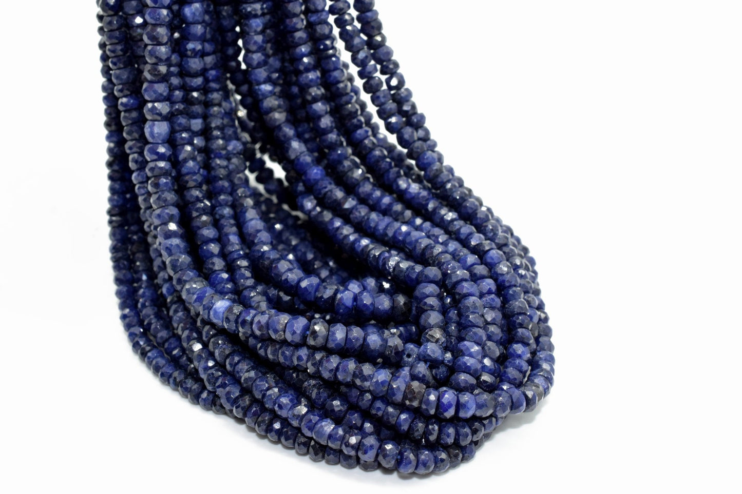 Natural Blue Sapphire faceted beads,3mmto 4mm Rondelle Beads,Dark Blue Sapphire Beads,Precious Gemstone beads,jewelry making beads,12''long
