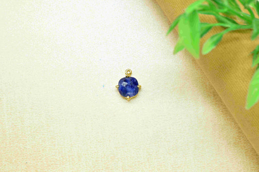 Blue Sapphire 8mm Square Shape Connector,Blue Sapphire Gold Plated Connector Jewelry,Blue Sapphire Component,Sapphire Single Bail Connectors