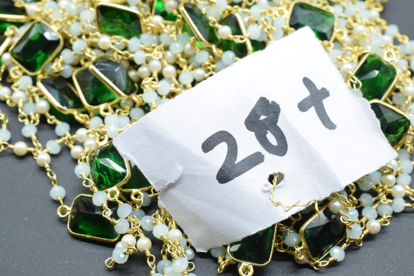 3mm Aqua chalcedony Rosary,Emerald Bezel Link Chain,Pearl Beaded Rosary,Dual Gemstone Rosary Chain,Gold Plated Bezel Chain,Beaded Chain