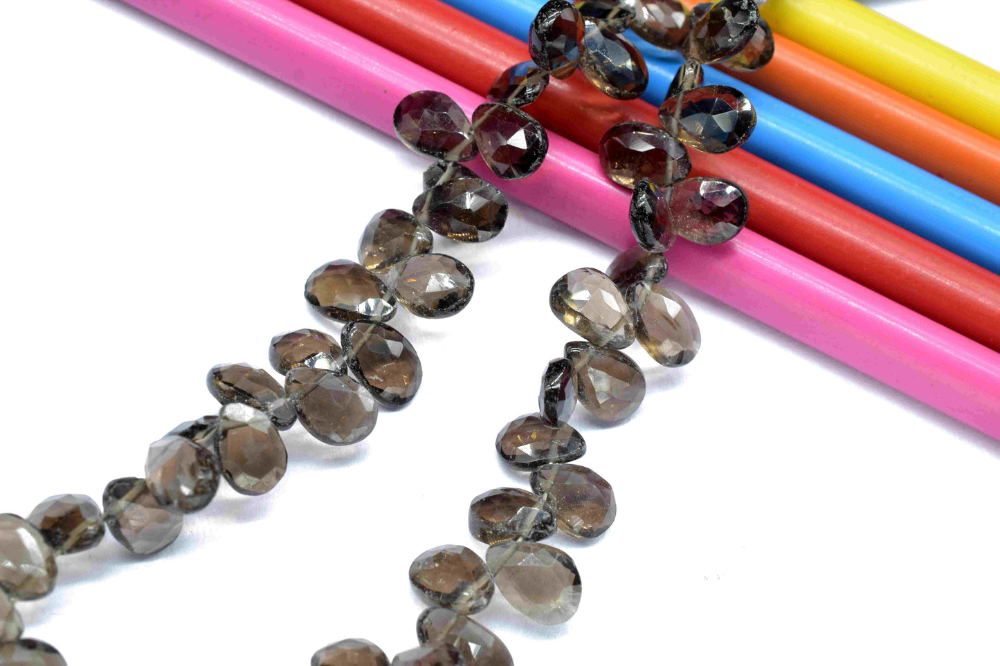 Smoky Quartz Pear Shape Briolettes, Gemstone Faceted Pear Shape Beads Strand, Smoky Quartz Faceted Teardrop,Smoky Quartz Strand Jewelry,Gift