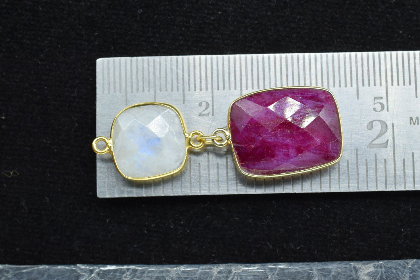 Natural Ruby Component pendant,Multi Stone Dangle Earring,Rainbow Dangle pendant Charm,Gemstone Connector,Square Shape Pendant Jewelry Gift