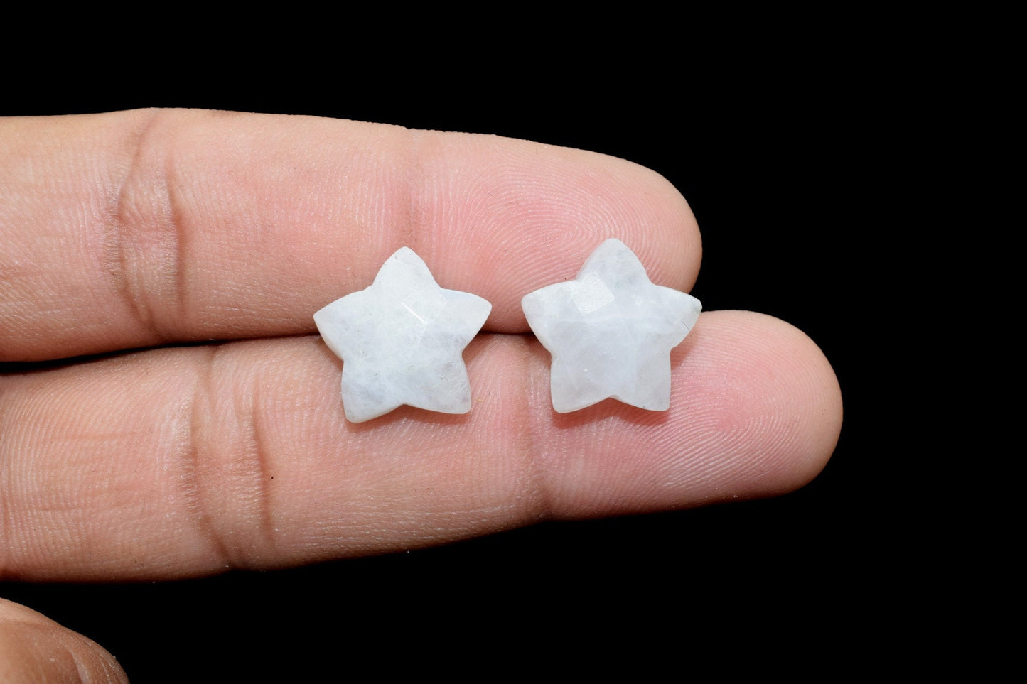 Moonstone 14mm carved star shape Briolettes,star shape Faceted Briolette,Gemstone,Hand Carved Briolette,Carving Gemstone,Carved stones