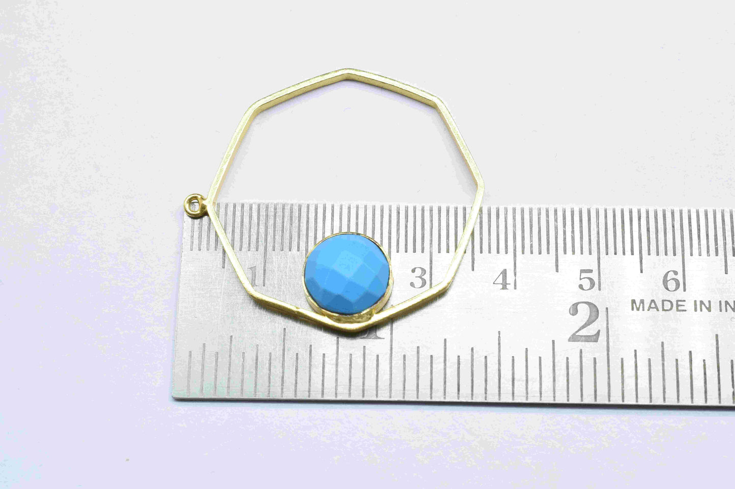 Copper Turquoise Gemstone 10mm Round Shape Pendant,Single Bail Pendant,Turquoise Pendant,Faceted Turquoise Gemstone,Finding Hexagon Jewelry