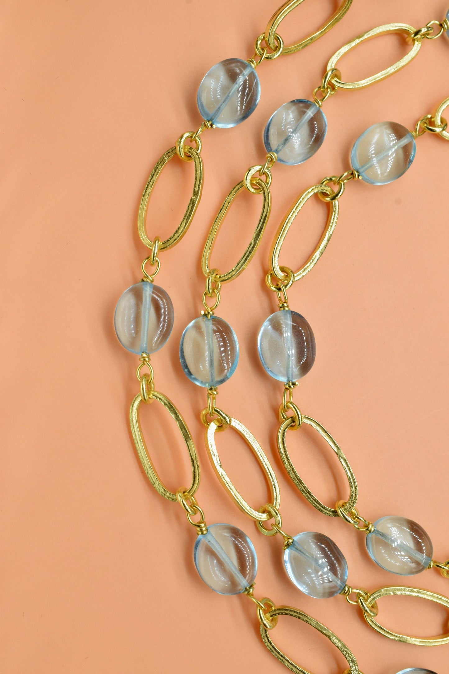 Sky Topaz connector link Chain,Sky Topaz Bezel Chain,Topaz Rosary,Connector Bezel Chain,Topaz Bead Jewelry,Findings Gold Plated Rosary Chain