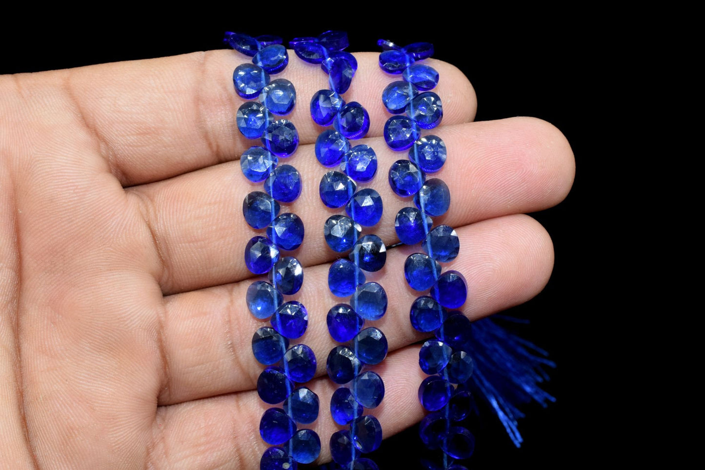 Blue Sapphire Quartz ,6mm Heart Faceted Beads,Heart Shape Briolettes,Loose Gemstone Beads,AAA Quality,jewelry making Craft,Handmade,Gift