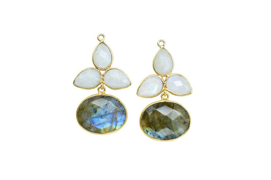 Moonstone Bezel Charms Connector/Bridal Jewlry/Labradorite Jewelry/Jewelry Making Connector/Gold Plated Jewelry/Station Bezel Link Supplies