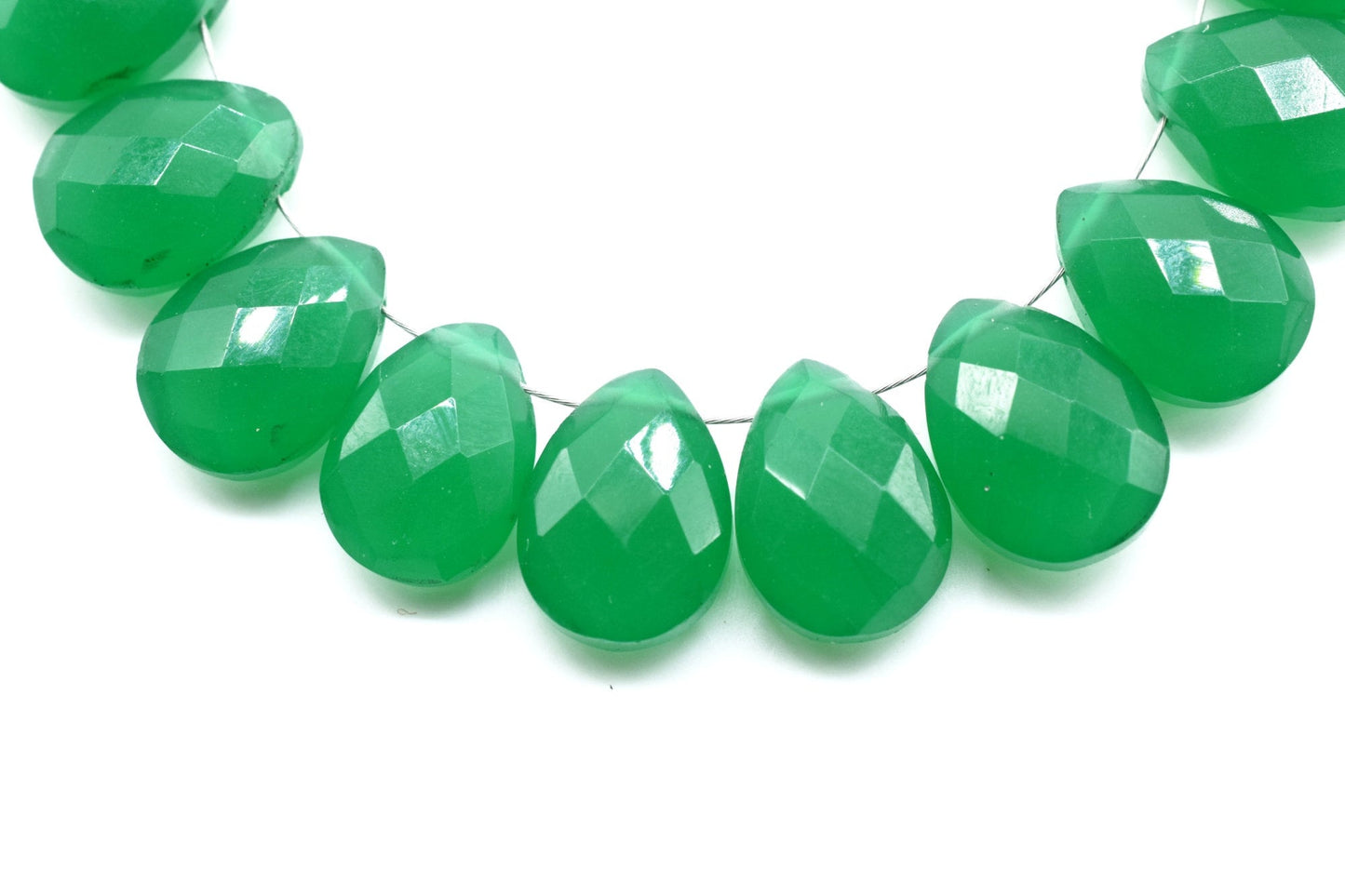 Natural Green Onyx Pear Shape Briolette,9 inch Teardrop Strand,Green Onyx Teardrop Beads,9x12mm pear Shape Briolette,Green Onyx Briolettes