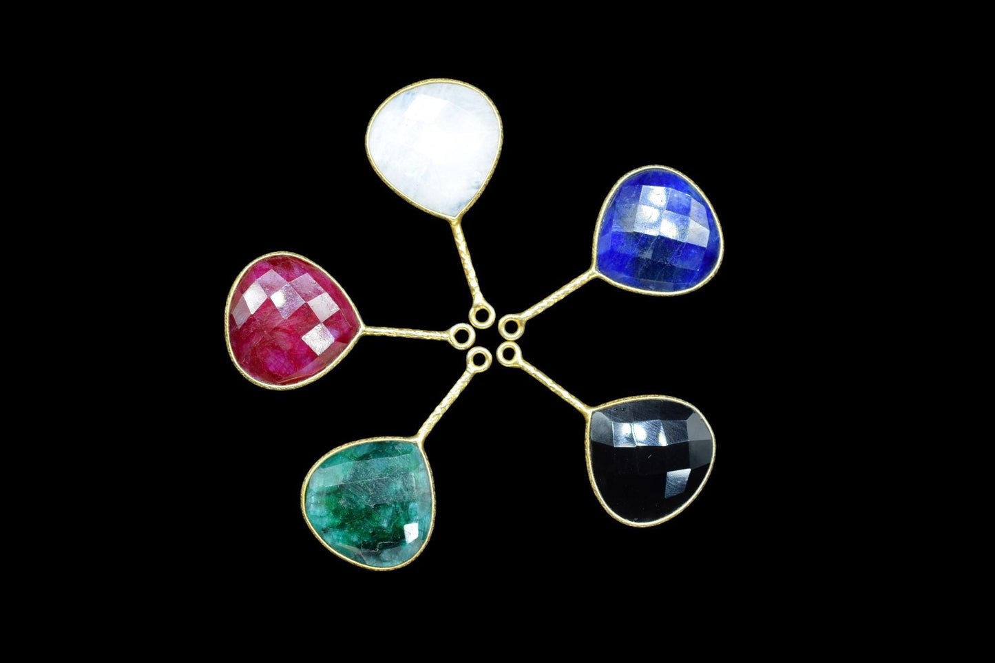 Black Onyx Pendant/Gemstone Component/Faceted Black Onyx Single Bail Charm/Necklace Pendant/Heart Shape Charm/Wholesale Supply/B'day Gift