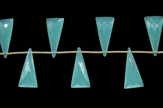 Aqua Chalcedony Long Triangle shape 12x25mm Briolettes,Aqua Chalcedony Briolette,Fancy shape Briolette,jewelry supplies,Chalcedony briolette