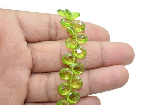 Peridot Teardrop 7x10mm Briolettes,Natural Gemstone Olive Green Peridot,Faceted Teardrop Briolettes,Drop Shape Beads for Peridot Jewelry,gif