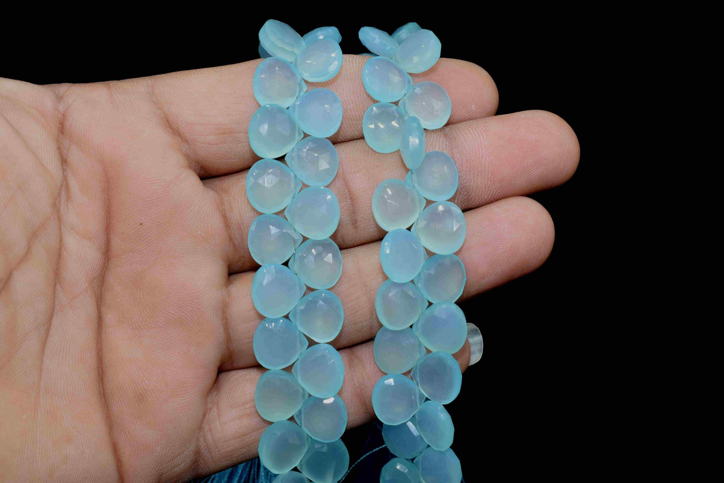 Natural Aqua Chalcedony Briolettes,10mm Aqua Chalcedony Faceted Heart Shape Briolettes,Gemstone Heart Shape Jewelry,loose Gemstone Briolette