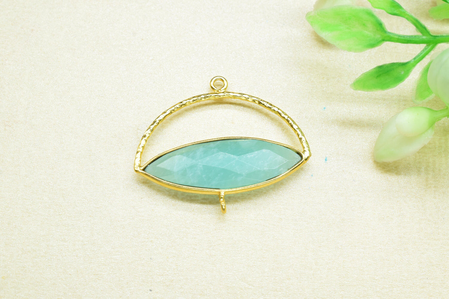 Amazonite Gemstone Component , Gemstone Connector Pendant, Jewellery Making Essentials,Single Loop Pendant,DIY Jewelry Making Supply,B'Gifts