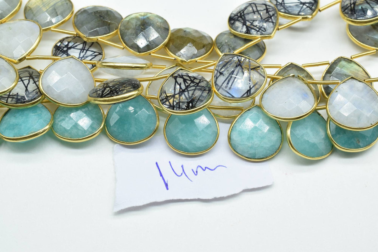 Blue Flash Labradorite 14mm Heart shape 11 Pieces strand,Natural Gemstone Bezel Charm Links Connector Pendant,Single Bail Connectors jewelry