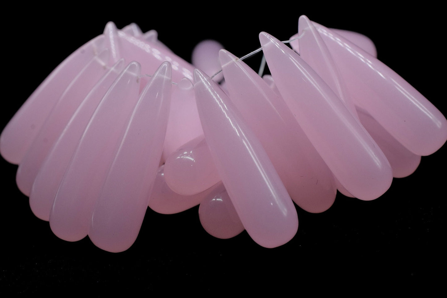 Pink Chalcedony Long drop 8x30mm smooth Briolettes,Top Drilled Gemstone Teardrops,Pink Chalcedony Teardrop Beads ForJewelry Making Supplies