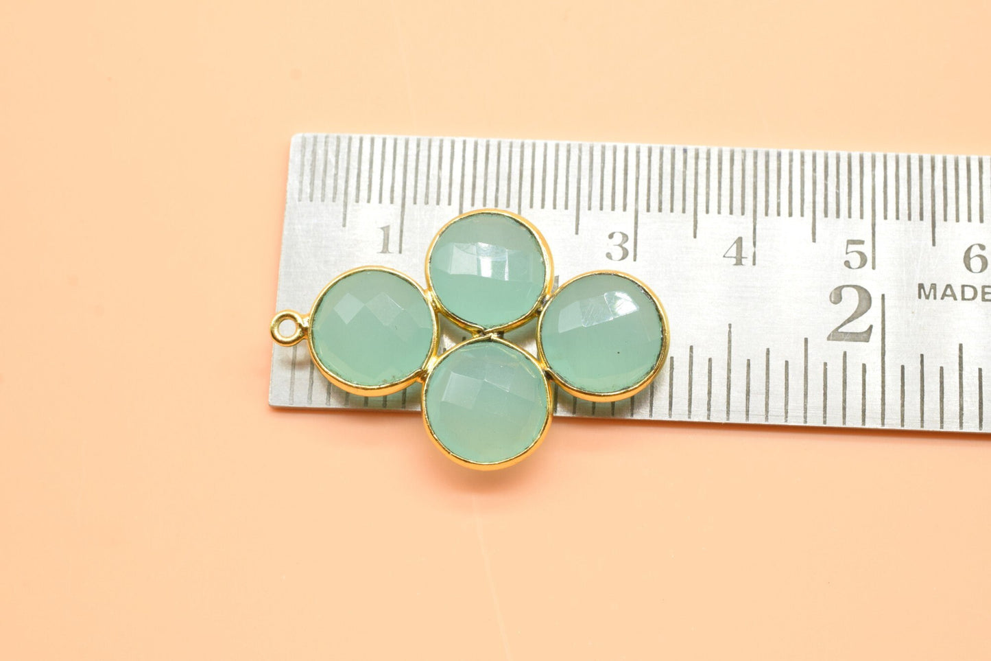 Aqua Chalcedony Earring,Aqua Chalcedony Pendant,Aqua Chalcedony Bezel,10mm Round Bezel,Pendant Connector,Six Attached Bezel,Necklace Pendant