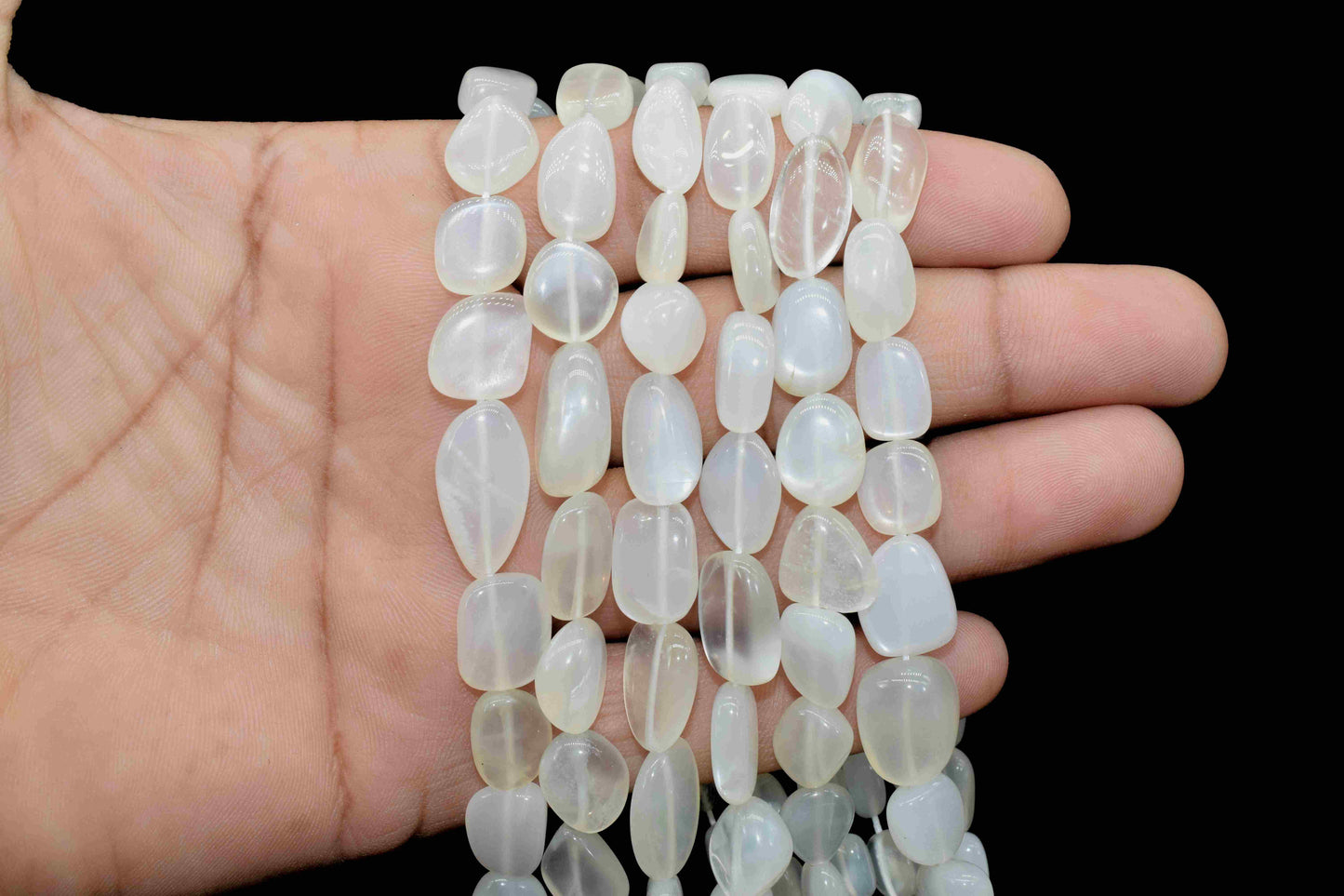 White moonstone Beads Jewelry,handmade Necklace,Gift,White moonstone smooth nuggets,Oval Shape Gemstone Tumble Beads,moonstone nugget Strand