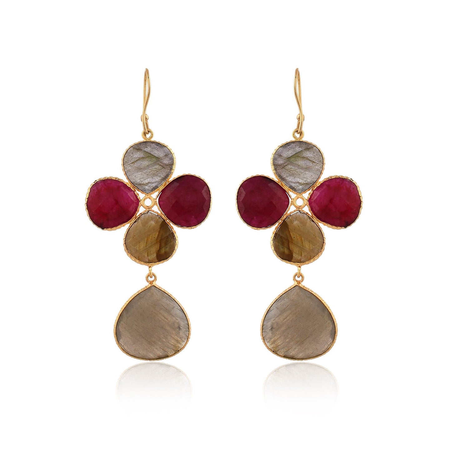 Natural Gemstone Labradorite Earring/Handmade Earring/Gold Plated Earring/Bridal Earring/Ruby Earring/Dangle Earring/Women Earring/Gift