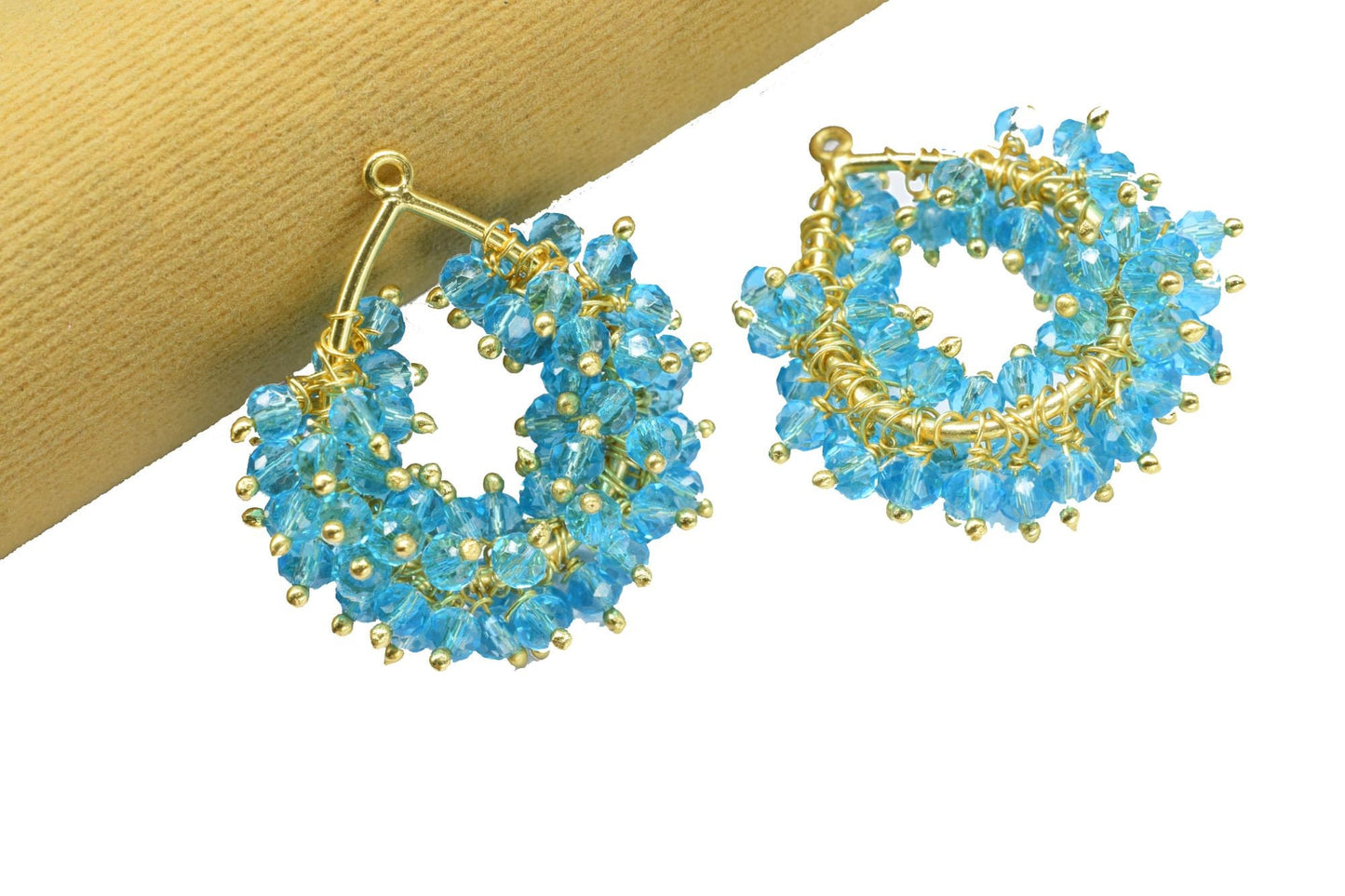 Sky Topaz Pendant Charms,Wire Wrapped Gemstone Component,Brass Pendant Jewelry Supply,Vermeil Dangle Earring,Handmade Beaded Charms Necklace