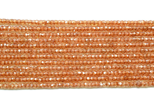 Hessonite Garnet 3mm Faceted Rondelle Beads,Cubic Zircon Beads Strand, Beads Necklace,Faceted Micro CZ Beads 13 Inches Strand Handmade Craft