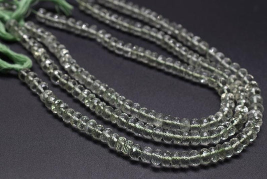 Green Amethyst 8mm Rondelle beads,Natural Faceted Rondelle Green Amethyst Gemstone Beads,Natural Green Amethyst Beads 10 Inches Strands