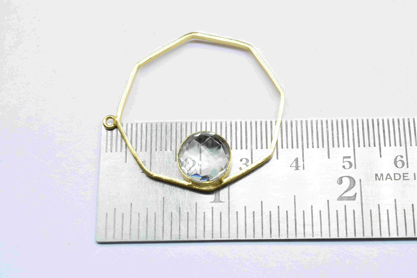 Crystal Quartz Component 32mm Hexagon Shape Pendant Jewelry,Crystal 10mm Round Shape Pendants,Finding Gold Plated Connector,Pendant Jewelry