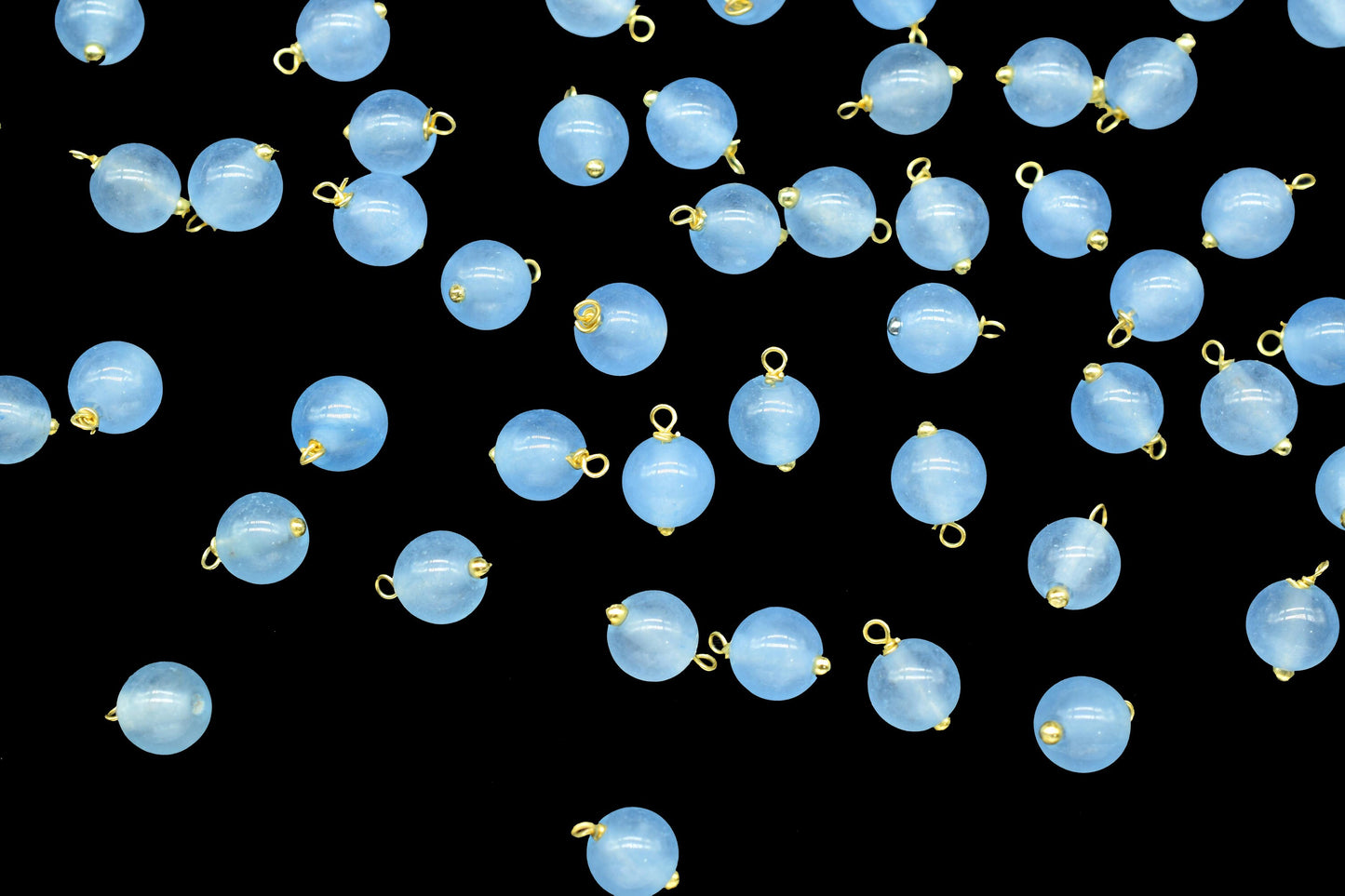 Blue Jade 6mm Round Smooth Beads/Earring Components/Blue Jade Single wire wrapped Beads/Round Beads Connector/Gemstone Beads/Gift