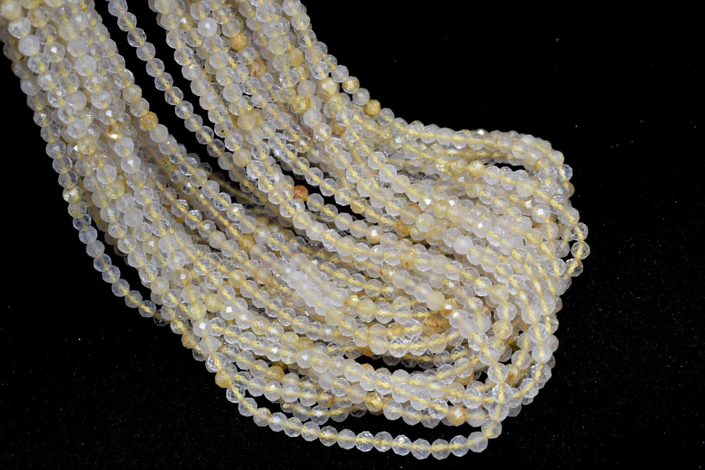 Golden Rutilated Quartz beads,3mm quartz beads,golden beads,Tiny rutile beads,Faceted Rondelle Beads,jewelry making beads,micro faceted