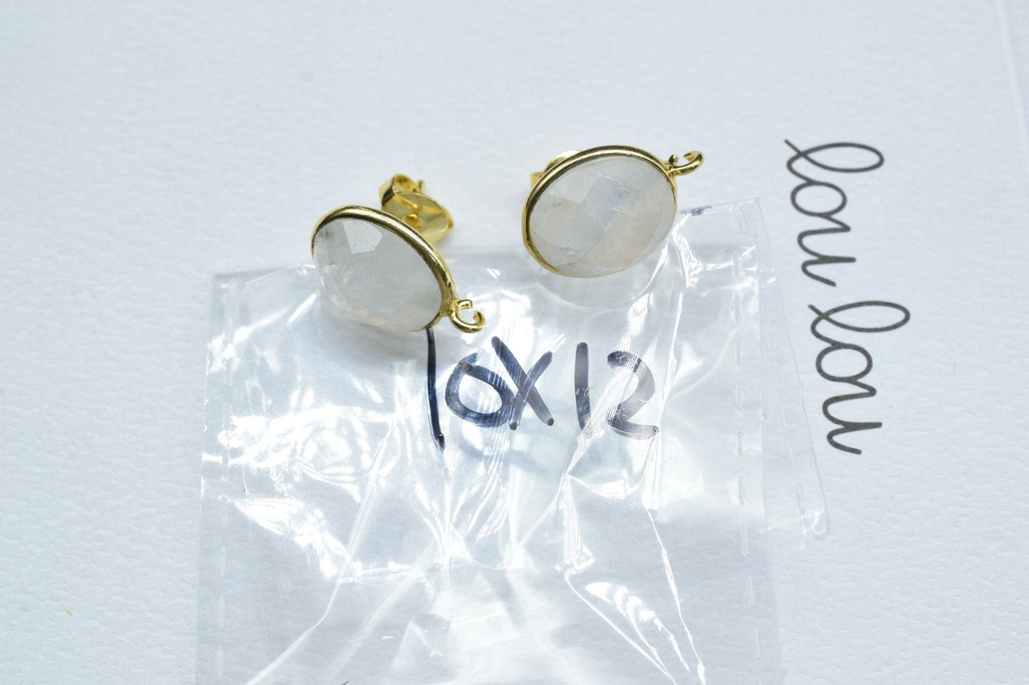 Rainbow Moonstone Oval Shape Earring Connector,Earring Making Connectors,Moonstone connectors post studs,June Birthstone,Bail Connectors,