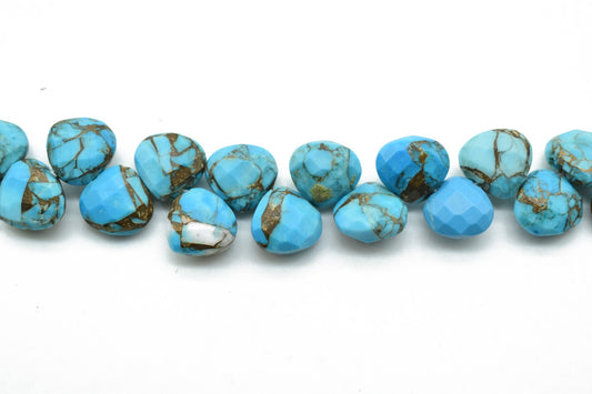 Copper Turquoise Heart shape 6mm Briolettes,Jewelry making supplies,craft supplies,Turquoise faceted briolettes beads strands,Turquoise bead