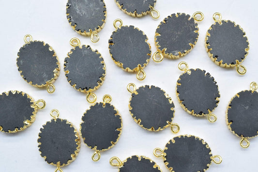 Black Onyx Double Bail Connectors,Cabechon Pendant Charms,Handmade Pendant,Black Onyx Jewelry,Oval Shape Pendants,Gemstone Component,Gift