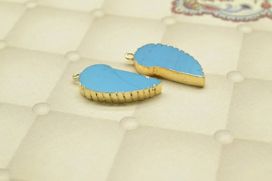 Turquoise Angel Wings Pendant,Handmade Pendant,Wing Pendants Charms Necklace,Single Bail Connector,Gemstone Angel Wings Earring Connector